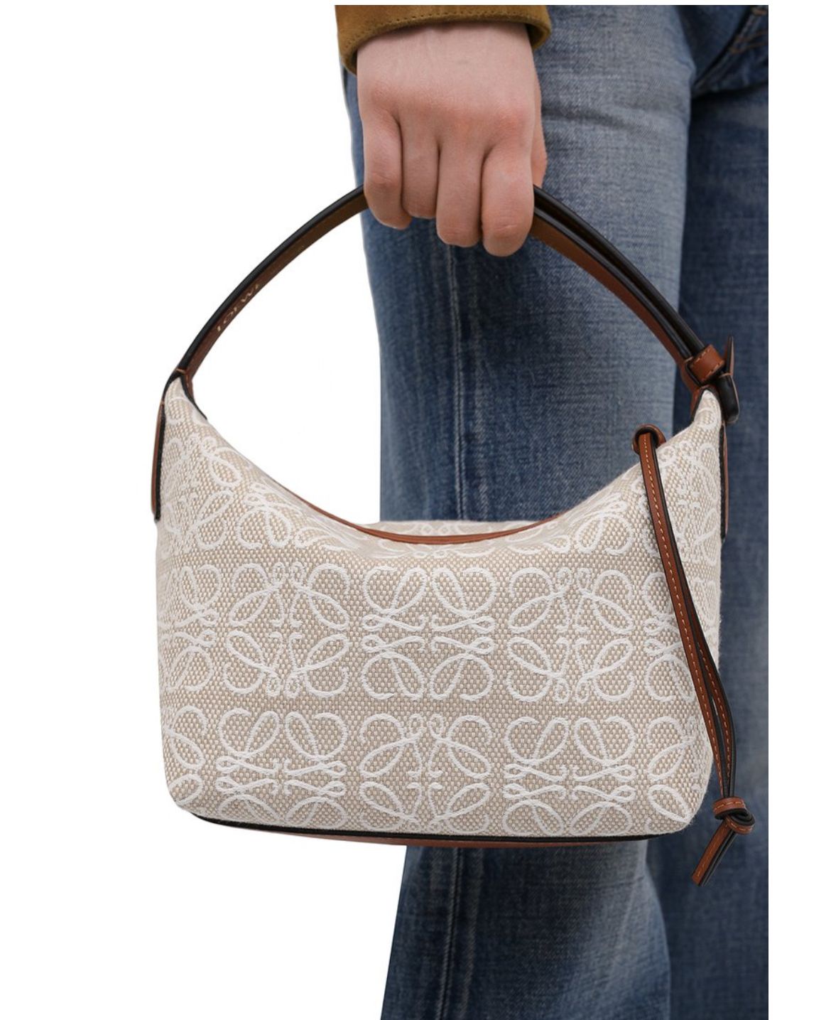 CUBI MEDUIM COTTON-BLEND AND LEATHER SHOULDER BAG